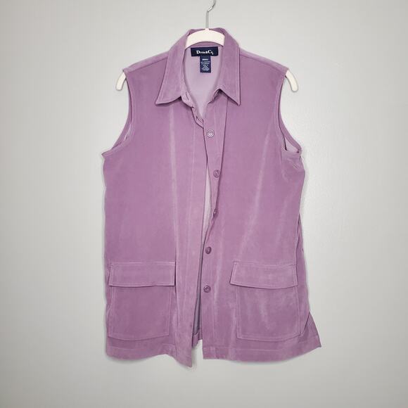 Denim & Co purple vest size S soft corduroy lavender button front sleeveless - Picture 2 of 11